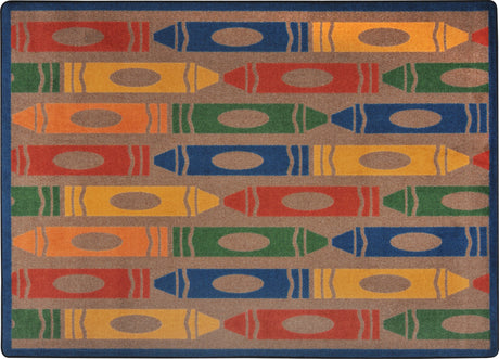 Jumbo Crayons© Classroom Rug, 3'10" x 5'4" Rectangle Earthtone