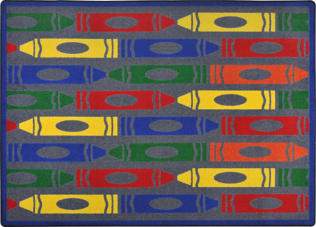 Jumbo Crayons© Classroom Rug, 3'10" x 5'4" Rectangle Rainbow