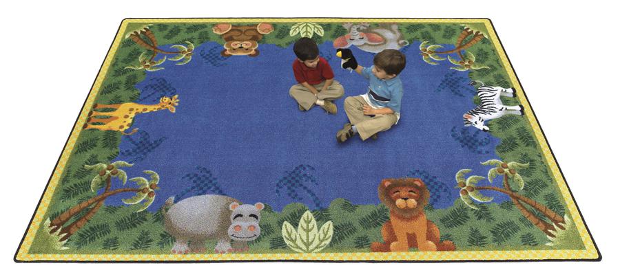 Jungle Friends© Kid's Play Room Rug, 3'10" x 5'4" Rectangle