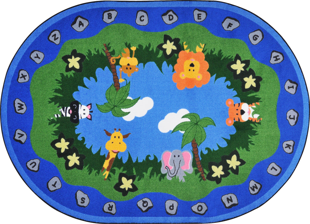 Jungle Peeps© Alphabet Classroom Rug, 5'4" x 7'8"  Oval