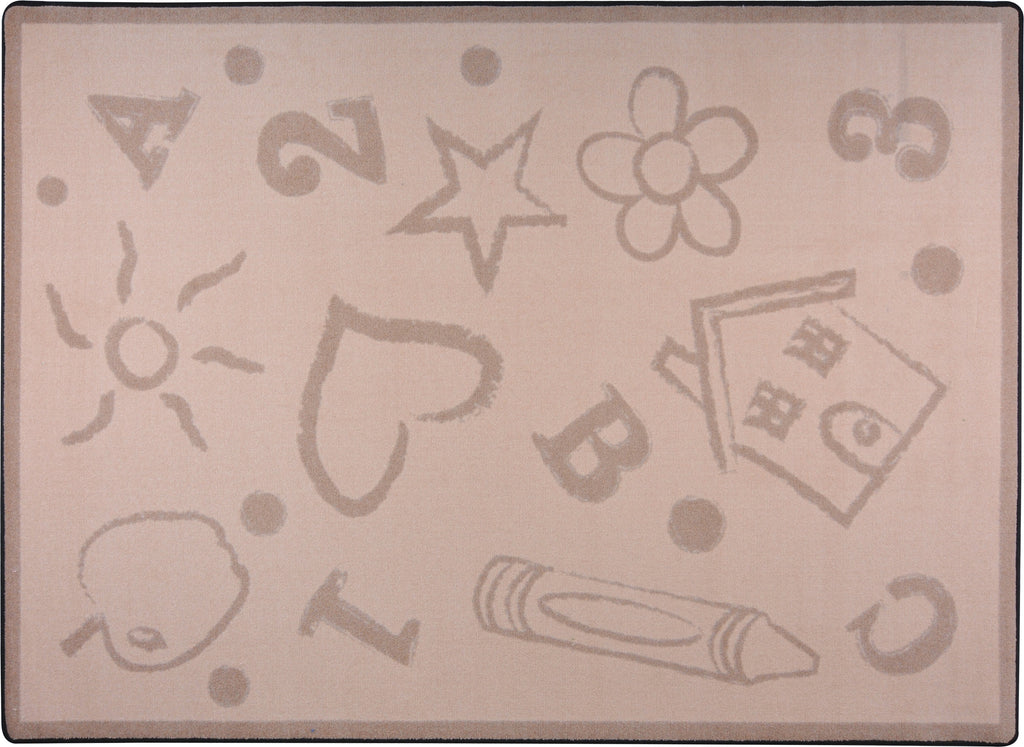Kid's Art© Kid's Play Room Rug, 3'10" x 5'4" Rectangle Beige