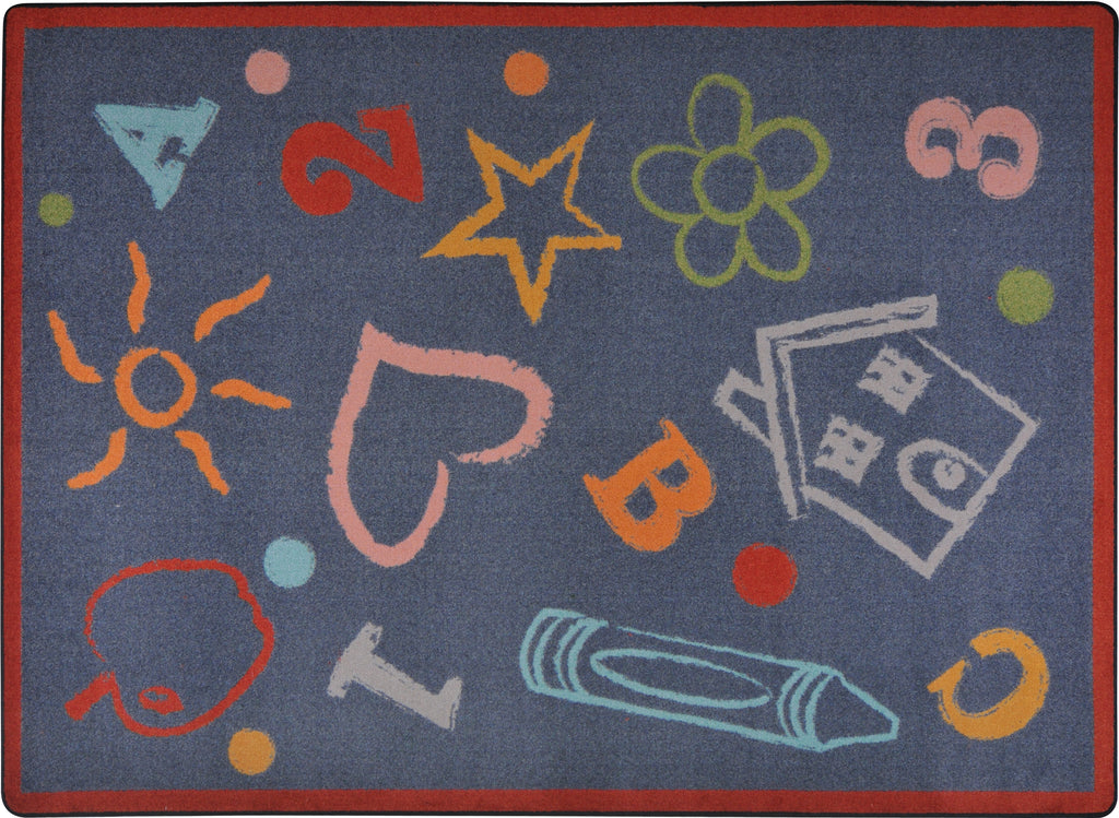 Kid's Art© Classroom Rug, 5'4" x 7'8" Rectangle Chalkdust