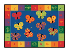 KIDSoft™ 123 ABC Butterfly Fun Circle Time Classroom Rug, 6' x 9' Rectangle