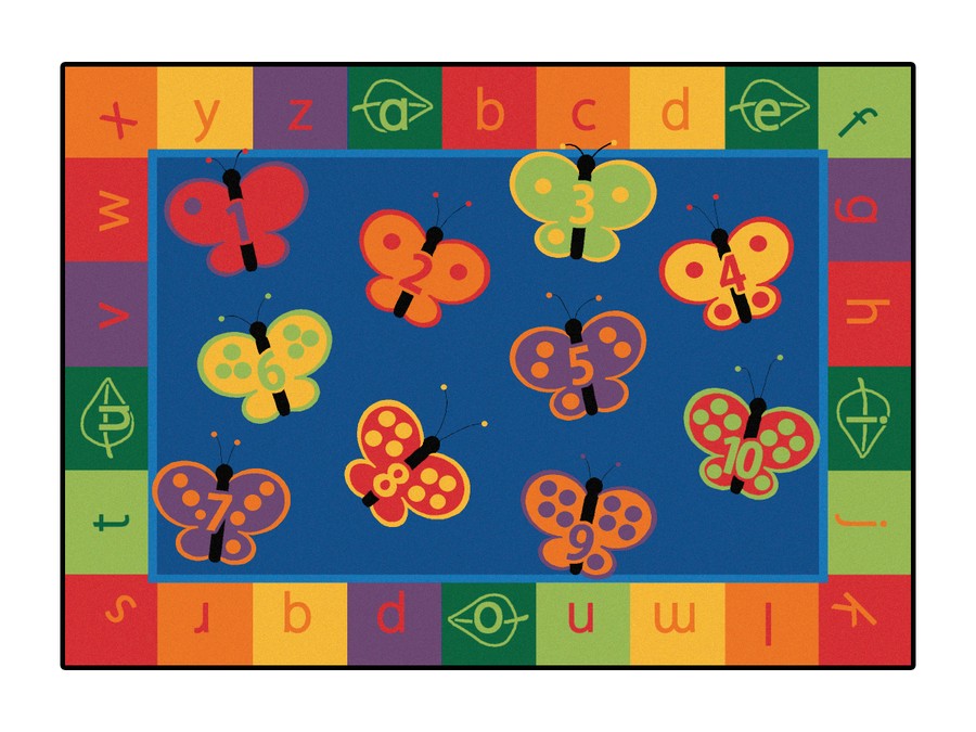 KIDSoft™ 123 ABC Butterfly Fun Circle Time Classroom Rug, 8' x 12' Rectangle