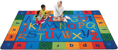 KIDSoft™ Alphabet Around Literacy Classroom Circle Time Rug, 8' x 12' Rectangle