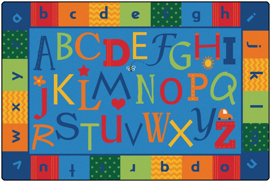 KIDSoft™ Alphabet Around Literacy Classroom Circle Time Rug, 8' x 12' Rectangle