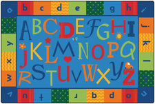 KIDSoft™ Alphabet Around Literacy Play Room Rug, 4' x 6' Rectangle