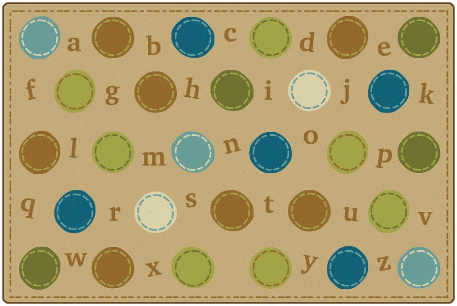 KIDSoft™ Alphabet Dots Classroom Circle Time Rug, 6' x 9' Rectangle