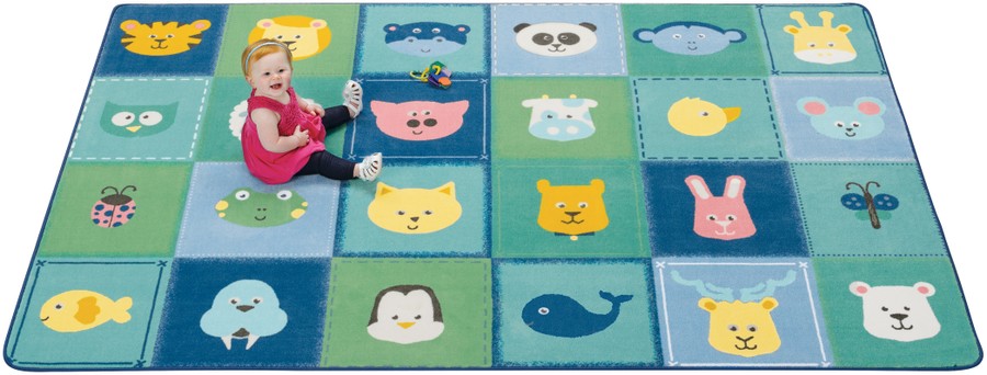KIDSoft™ Animal Patchwork Classroom Rug, 8' x 12' Rectangle – Soft