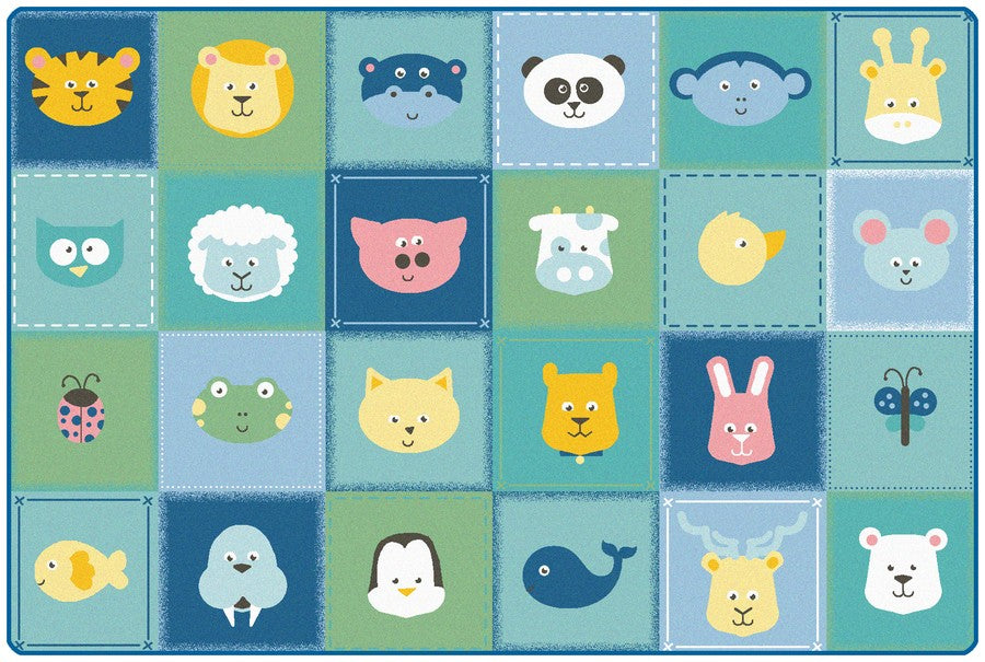KIDSoft™ Animal Patchwork Classroom Rug, 8' x 12' Rectangle – Soft