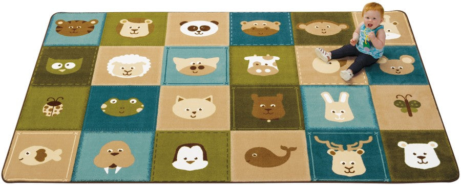 KIDSoft™ Animal Patchwork Classroom Rug, 4' x 6' Rectangle – Nature