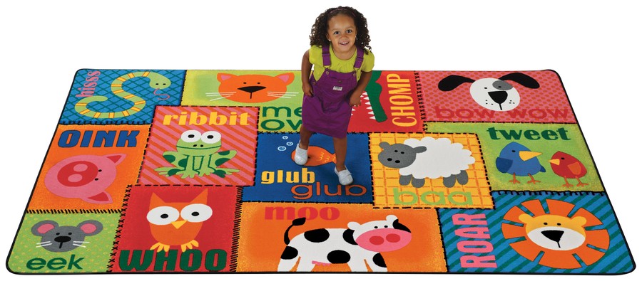 KIDSoft™ Animal Sounds Toddler Classroom Rug, 6' x 9' Rectangle