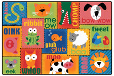 KIDSoft™ Animal Sounds Toddler Classroom Rug, 6' x 9' Rectangle