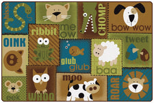 KIDSoft™ Animal Sounds Toddler Classroom Rug - Nature, 4' x 6' Rectangle