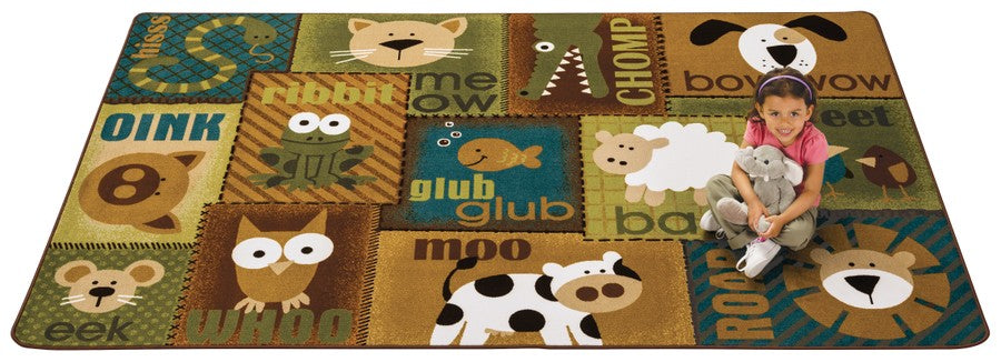 KIDSoft™ Animal Sounds Toddler Classroom Rug - Nature, 4' x 6' Rectangle