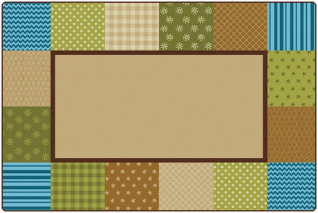 KIDSoft™ Pattern Blocks Classroom Rug, 6' x 9' Rectanlge – Nature