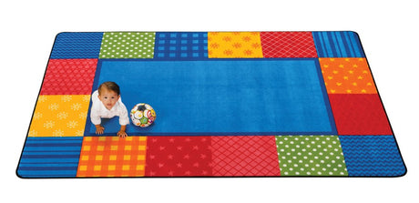 KIDSoft™ Pattern Blocks Classroom Rug, 8' x 12' Rectanlge – Primary