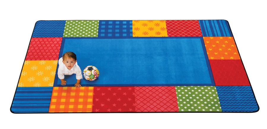 KIDSoft™ Pattern Blocks Classroom Rug, 4' x 6' Rectanlge – Primary