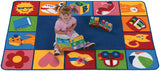 KIDSoft™ Colorful Toddler Blocks Classroom Rug, 4' x 6' Rectangle
