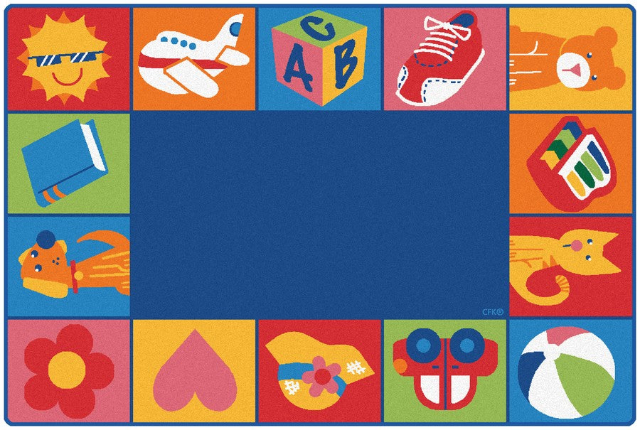 KIDSoft™ Colorful Toddler Blocks Classroom Rug, 4' x 6' Rectangle