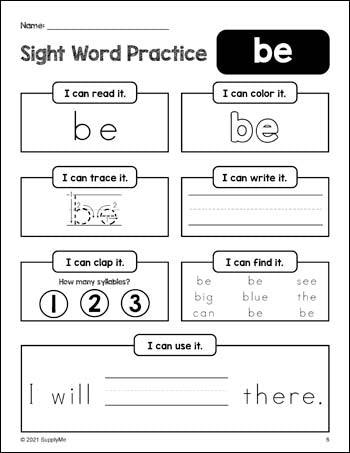 Dolch Sight Words Worksheets, Sight Word Practice Bundle, Includes All 220 Dolch Sight Words, Grades PreK-3, 220 Pages