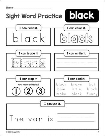 Dolch Sight Words Worksheets, Sight Word Practice Bundle, Includes All 220 Dolch Sight Words, Grades PreK-3, 220 Pages