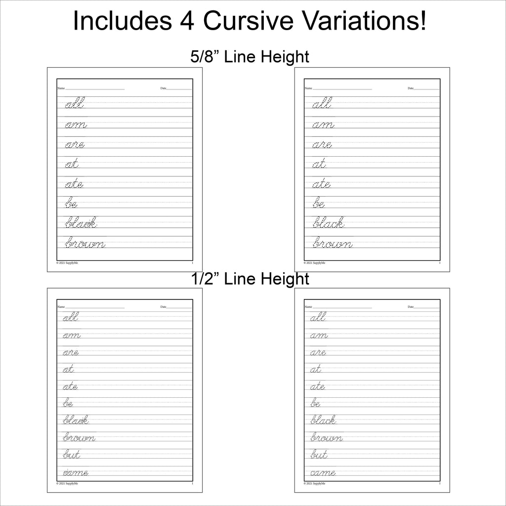 Sight Words Tracing Worksheets - Multiple Sight Words Per Page, 20 Variations, All 220 Dolch Sight Words, Grades PreK-3
