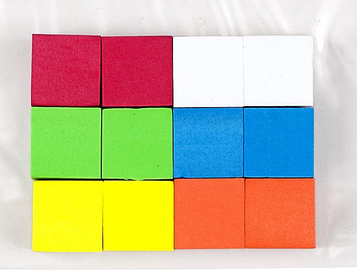 16mm Foam Dice 12pk. Assorted Color Blank