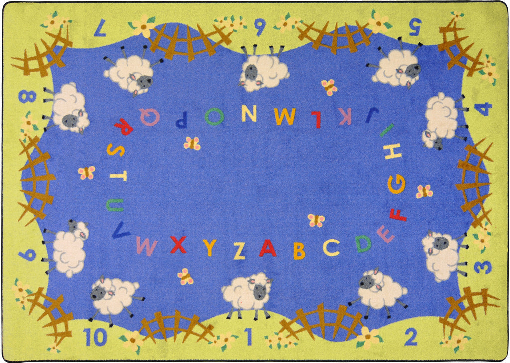 Lamby Pie© Alphabet Classroom Rug, 5'4" x 7'8"  Oval