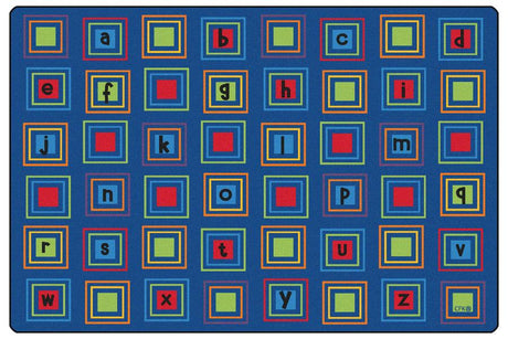 Literacy Squares Alphabet Rug – Primary, 8' x 12' Rectangle