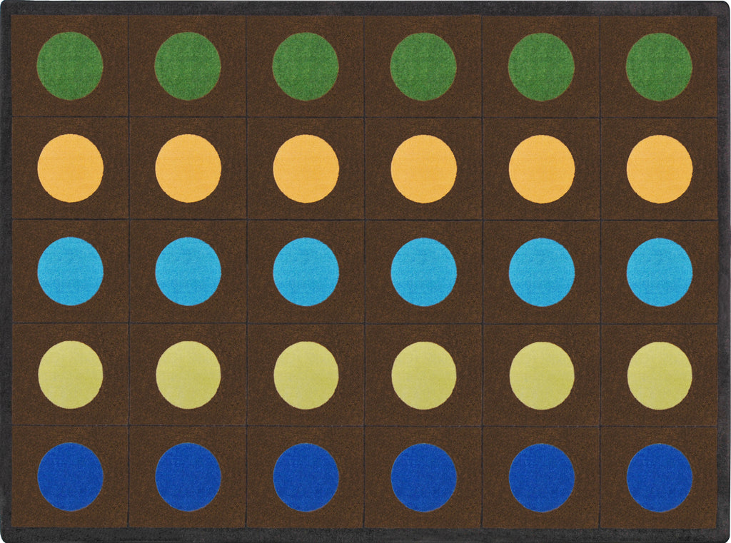 Lots of Dots© Earthtone Classroom Rug, 5'4" x 7'8" Rectangle (Seats 20)