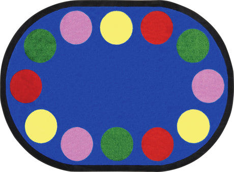 Lots of Dots© Primary Classroom Circle Time Rug, 7'8" x 10'9" Oval
