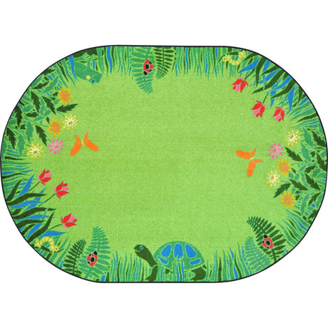 Merry Meadows™ Green Classroom Rug, 5'4" x 7'8" Oval