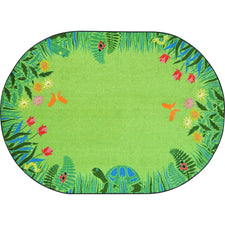 Joy Carpets Merry Meadows™ Green Classroom Rug, 7'8" x 10'9" Oval