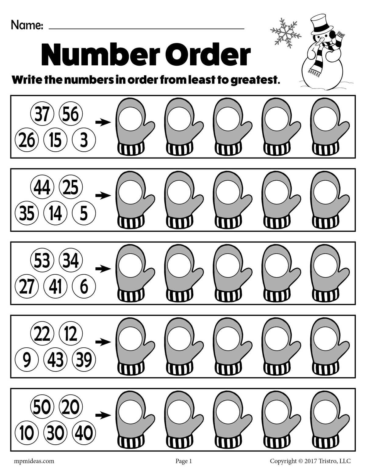 Order The Numbers Worksheet