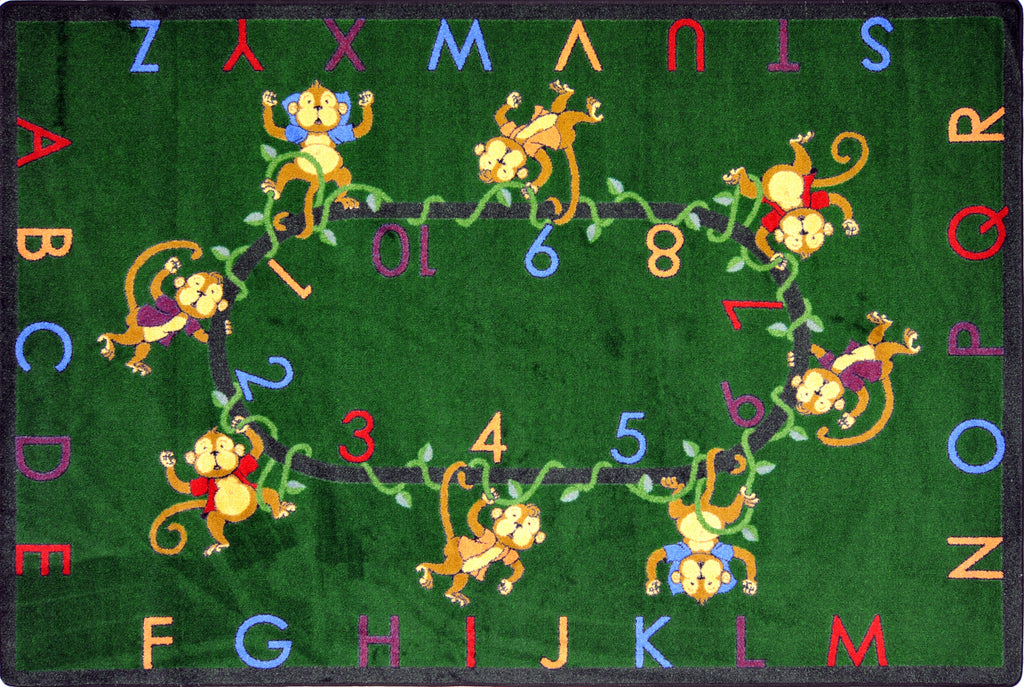 Monkey Business© Classroom Circle Time Rug, 7'8" x 10'9"  Oval Green