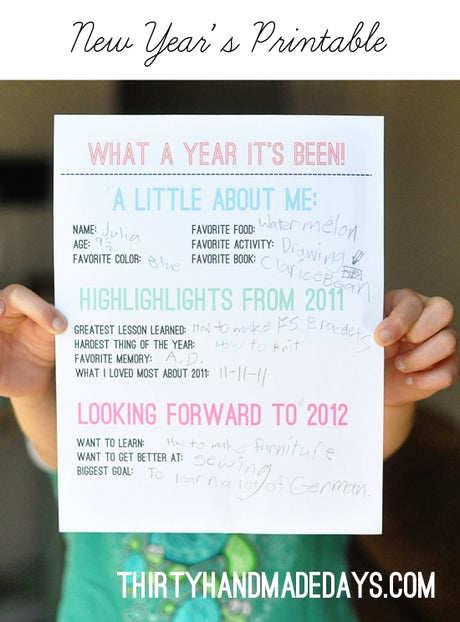 Free Printable! - Resolutions for the New Year