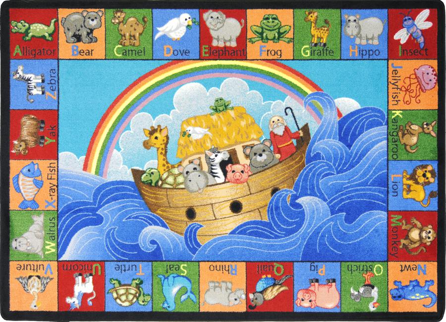Noah's Alphabet Animals© Classroom Rug, 5'4" x 7'8" Rectangle