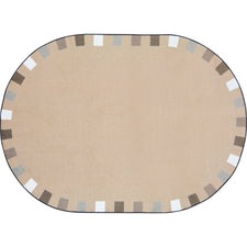 Joy Carpets On the Border™ Neutral Classroom Circle Time Rug, 7'8" x 10'9" Oval