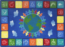 One World© Classroom Circle Time Rug, 7'8" x 10'9" Rectangle Primary