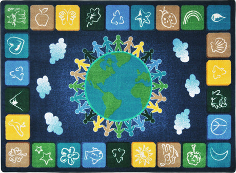 One World© Classroom Rug, 5'4" x 7'8" Rectangle Neutrals