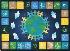 One World© Classroom Circle Time Rug, 7'8" x 10'9" Rectangle Neutrals