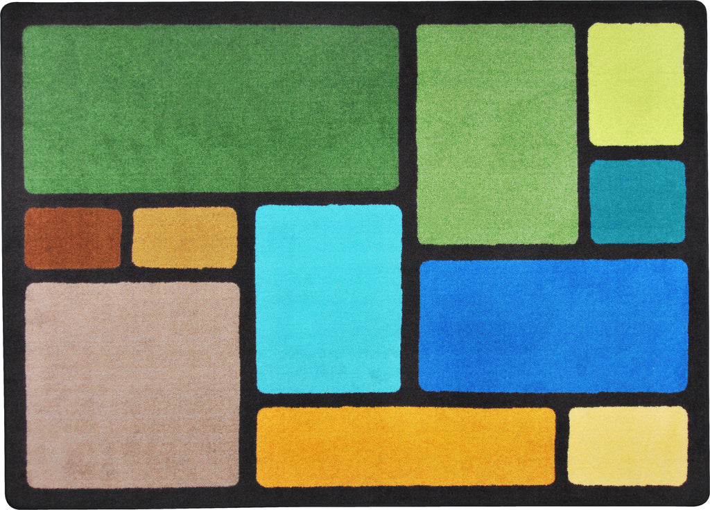 Our Block Earthtone Classroom Rug, 7'8" x 10'9" Rectangle