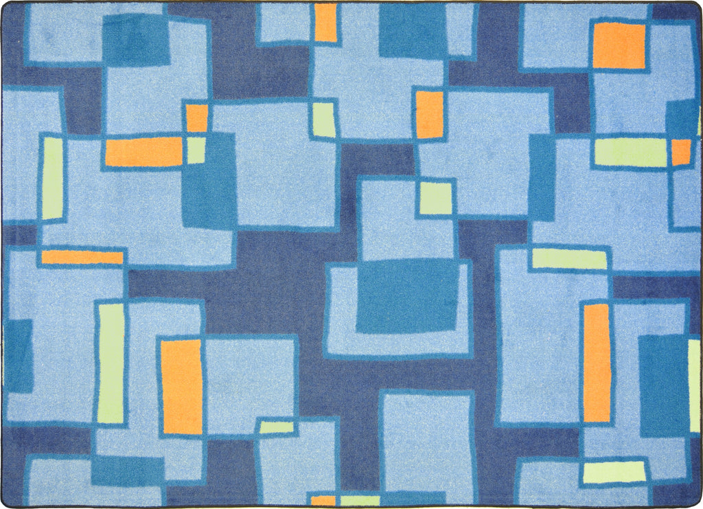 Outside the Box© Classroom Rug, 7'8" x 10'9" Rectangle Cool Blue
