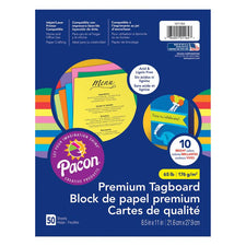 Premium Tagboard Bright Color Assortment, 8.5" x 11" (50 Sheets)