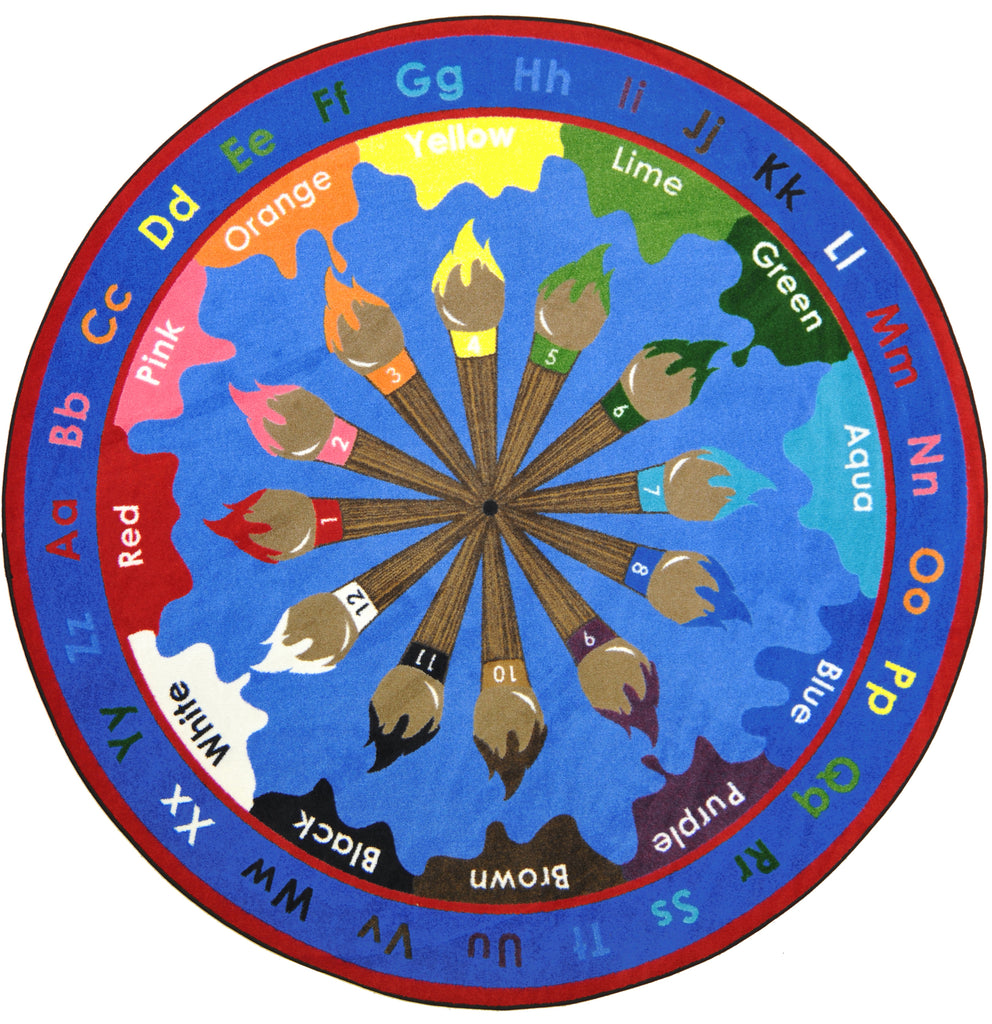 Paint & Learn© Alphabet & Numbers Classroom Rug, 5'4"  Round
