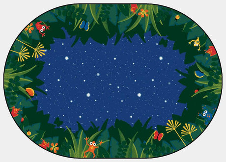 Peaceful Tropical Night Classroom Rug, 8' x 12' Oval
