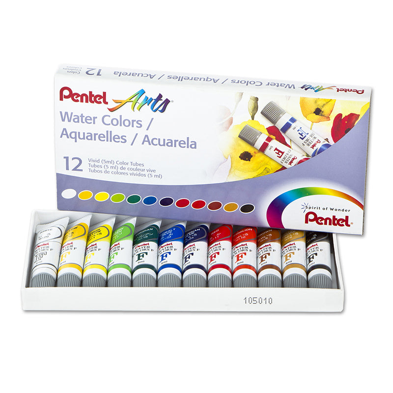 Pentel Arts Watercolor Set, 12 Colors