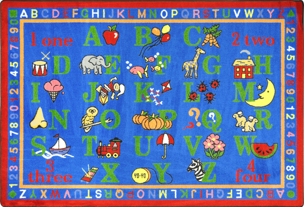 Phonics Fun© Alphabet & Numbers Classroom Rug, 7'8" x 10'9" Rectangle