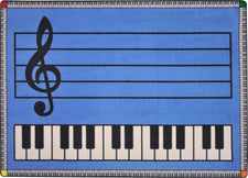 Play Along© Classroom Rug, 5'4" x 7'8" Rectangle Blue w/ keys